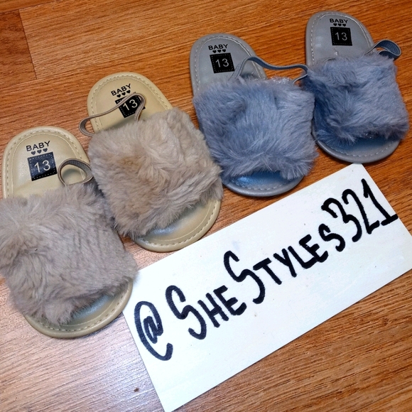 Double Fuzzy Baby Girl Slippers Bundle - Picture 3 of 3